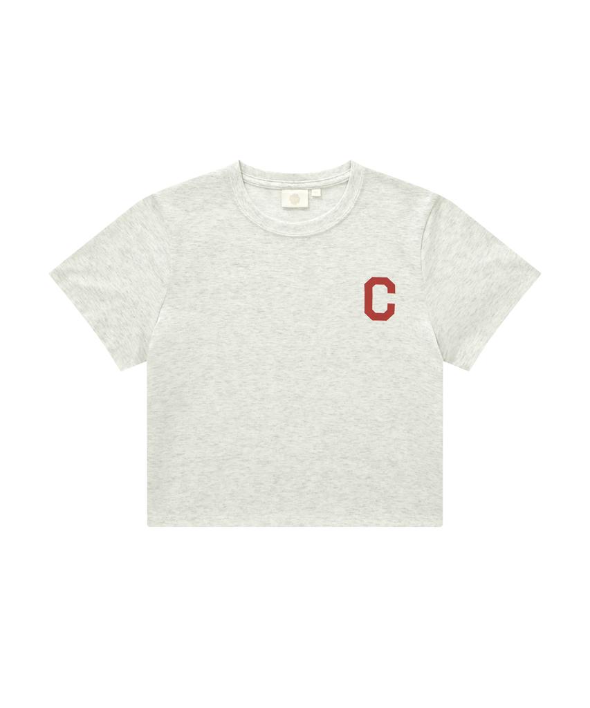 COVERNAT WOMAN Crop Cool Cotton C-Logo T-Shirt Oatmeal
