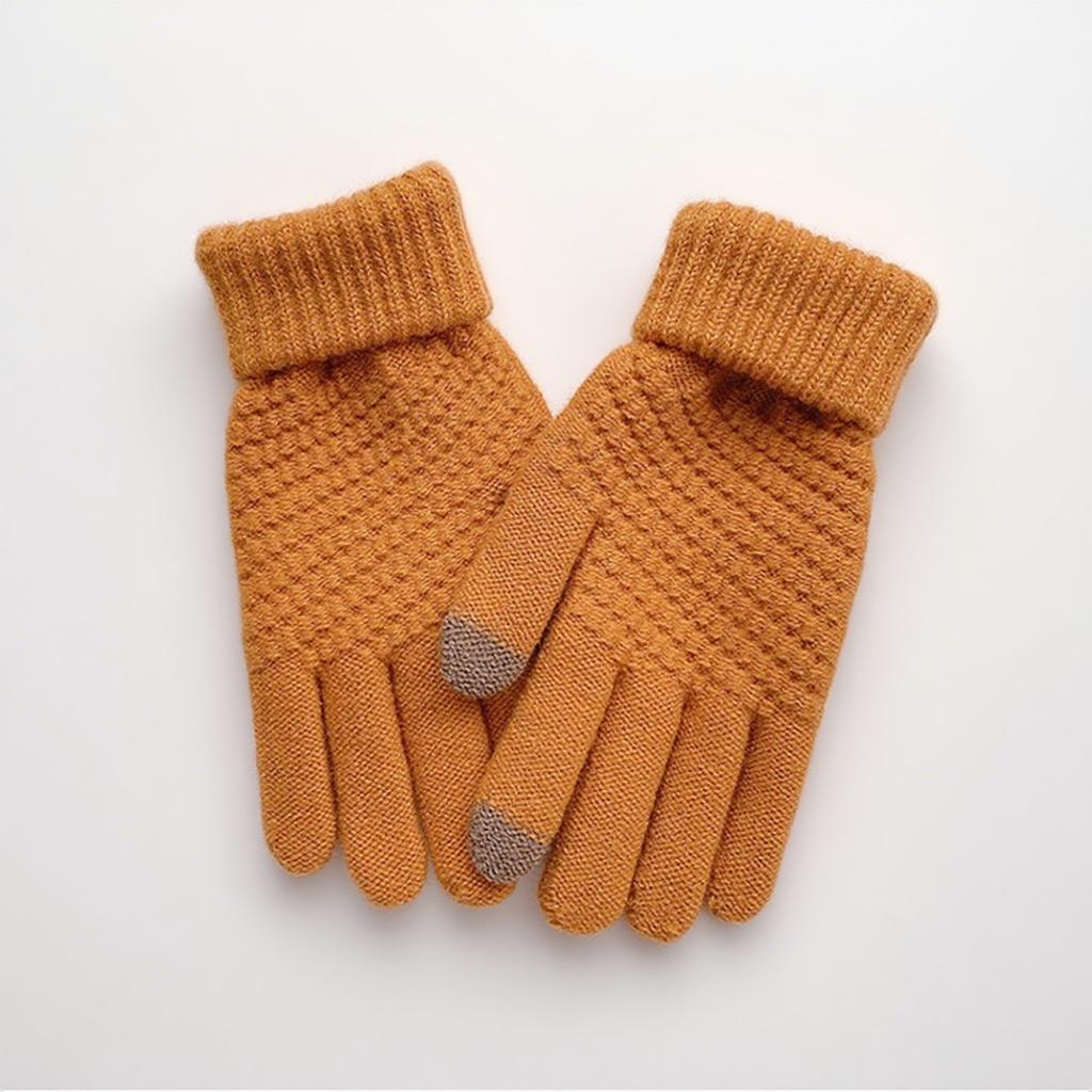 Women's autumn activities cute fleece thickened double-layer cycling cold-proof plush knitted warm pineapple gloves