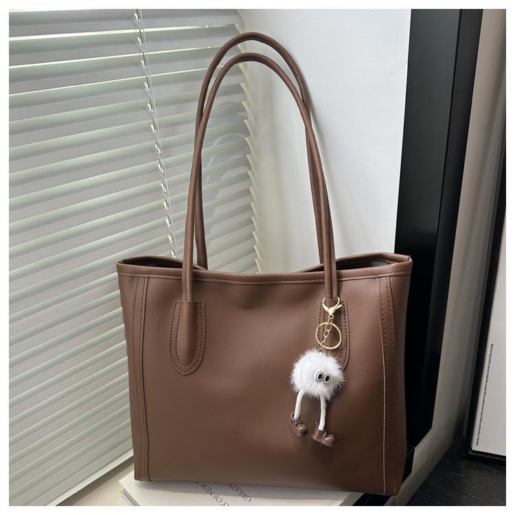 Stylish Black White Brown Khaki Pu Tote Bag For Autumn Winter Commuting With Versatile Design