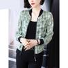 Women's Retro Printed Baseball Jacket - Trendy Short Coat for Spring, Autumn & Winter