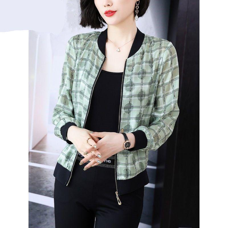 Women's Retro Printed Baseball Jacket - Trendy Short Coat for Spring, Autumn & Winter