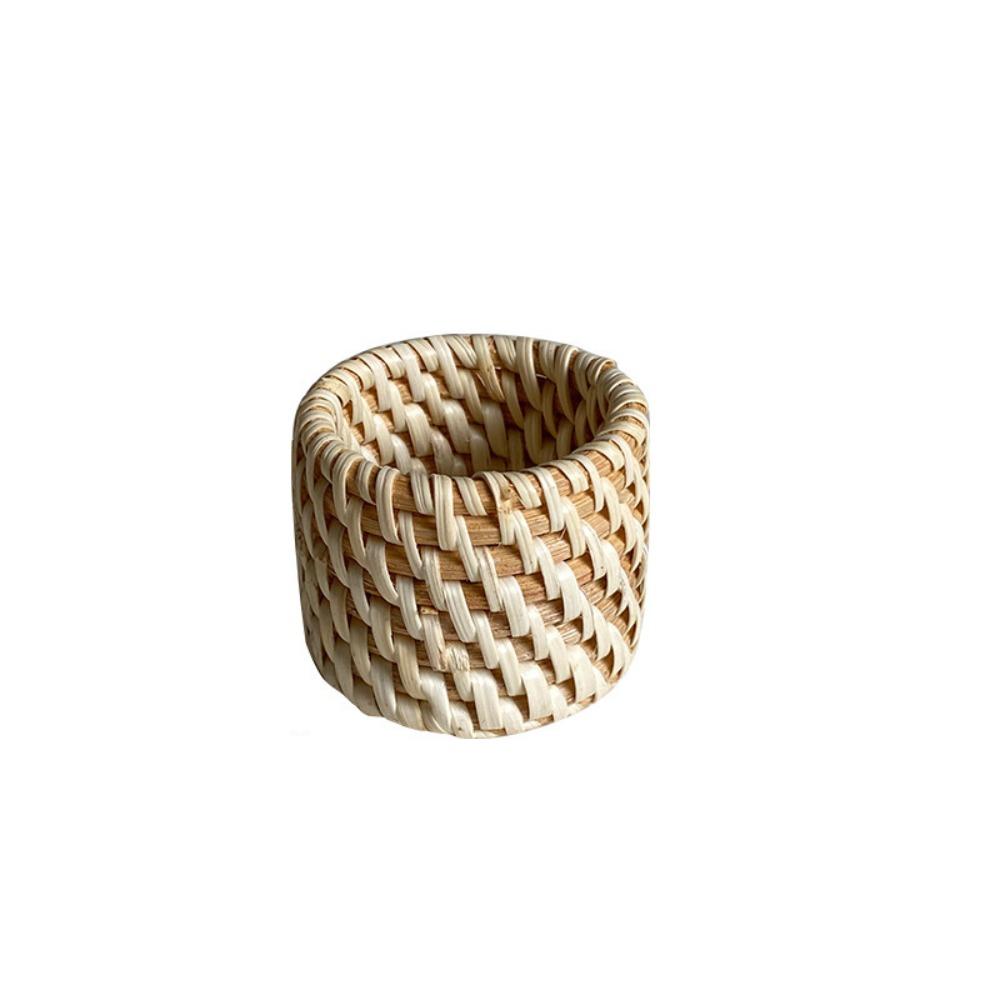 

Natural Material Rustic Natural Napkin Holder Handmade Rattan Napkin Buckle Home Dining Decor 5x4cm білий
