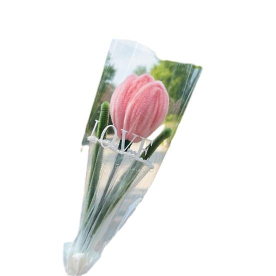 Twist Stick Tulip Bouquet Suede Texture Artificial Tulip Flowers in Pipe Cleaners Tulip Flowers Bouquet Long-Lasting Simulation Tulips for
