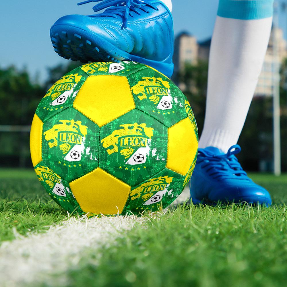 Club Leon Indoor Soccer Ball Colorful All Ages Size 5 Machine Stitched PVC Competition Ready Durable High-Bounce