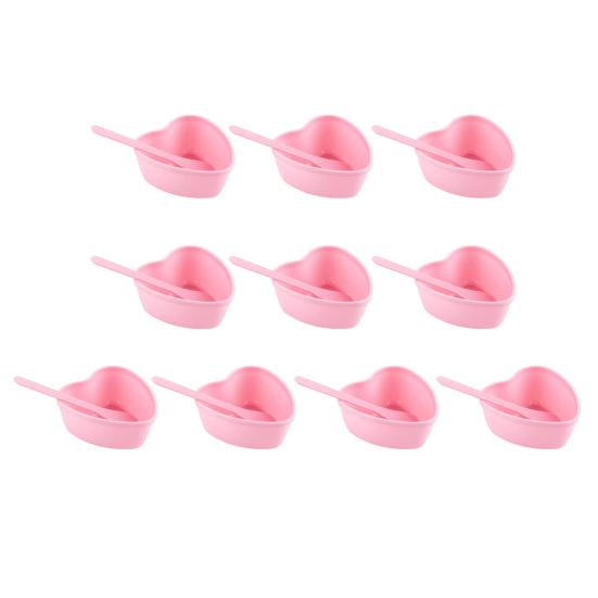 10Pcs Plastic Facial Mud Mixing Bowl with Spatula Women DIY Face Clay Love Heart Stirring Bowl Professional Home Salon Beauty Skincare Mixing Bowl
