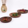 Walnut Plate Solid Wood Round Wooden Dessert Black Fruit Cake Steak Cheese Dishes Plates Trays Manual Polishing