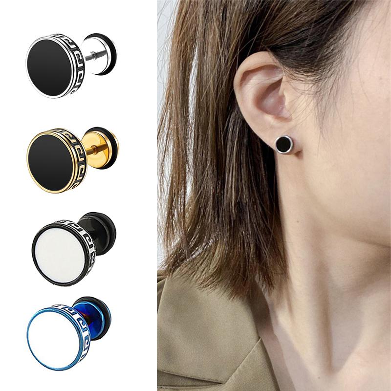 Ohrringe mit Muster der Chinesischen Mauer Edelstahl-Creolen für Damen und Herren