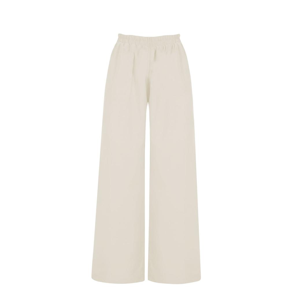 Women's Solid Color High Waist Cotton And Hemp Loose Pocket Leisure Time Trouser