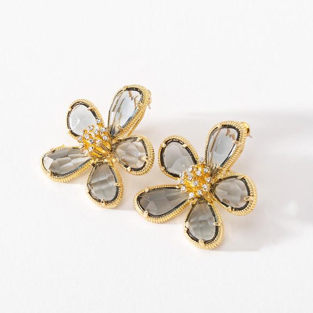 

Pinkdudu Crystal Flower Stud Earrings Elegant Alloy Inlaid Crystal Earrings for Women Jewelry Accessories Gifts PD510 сірий