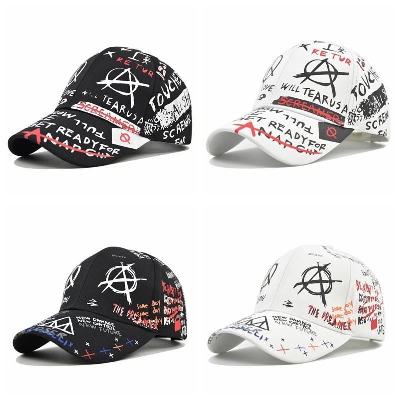 Trendy Graffiti Print Baseball Cap Unisex Cotton Fashion Hat Outdoor Sunshade Cap