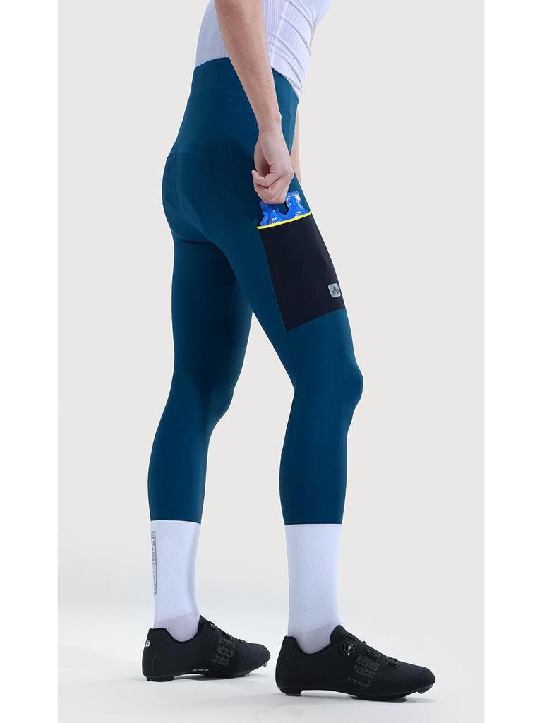 Lampada Men's Stretch Cycling Pants with Pockets: Moisture-Wicking, Quick-Drying, Color Block Design