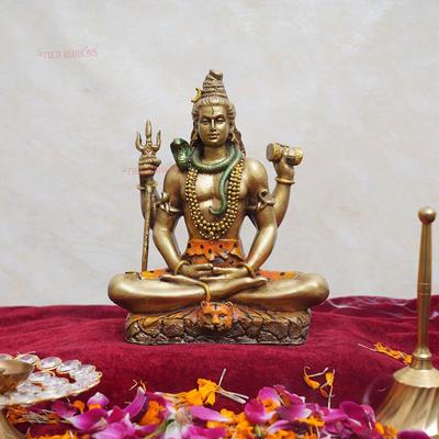 Resin Lord Shiva Statue Blessing Idol Sculpture Murti Showpiece (20 Cm X 17 Cm) - Decoration Items for Home Decor Living Room