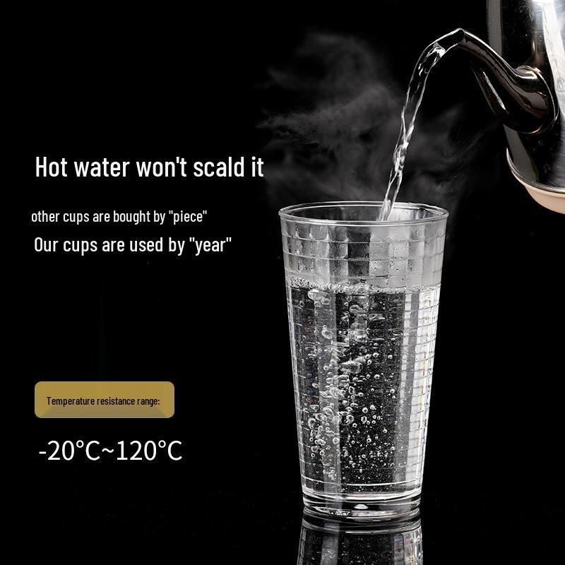 Acrylic Drop-Resistant Plaid Cup for Water, Milk Tea, Juice, Beer - Ideal for Commercial and Self-Service Restaurants.