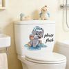 Contemporary Cartoon Elephant Wall Sticker, PVC "Please Flush" Toilet Decor, Self-Adhesive Bathroom Decal, Animal Theme Wall Art