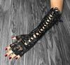 1 par Halloween Retro Lange hansker for kvinner Blonde Korsett Arm Albue Fingerløs hanske Svart