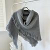 New Niche Design Solid Color Tassel Triangle Scarf for Men and Women Retro Thickened Warm Wool Shawl·