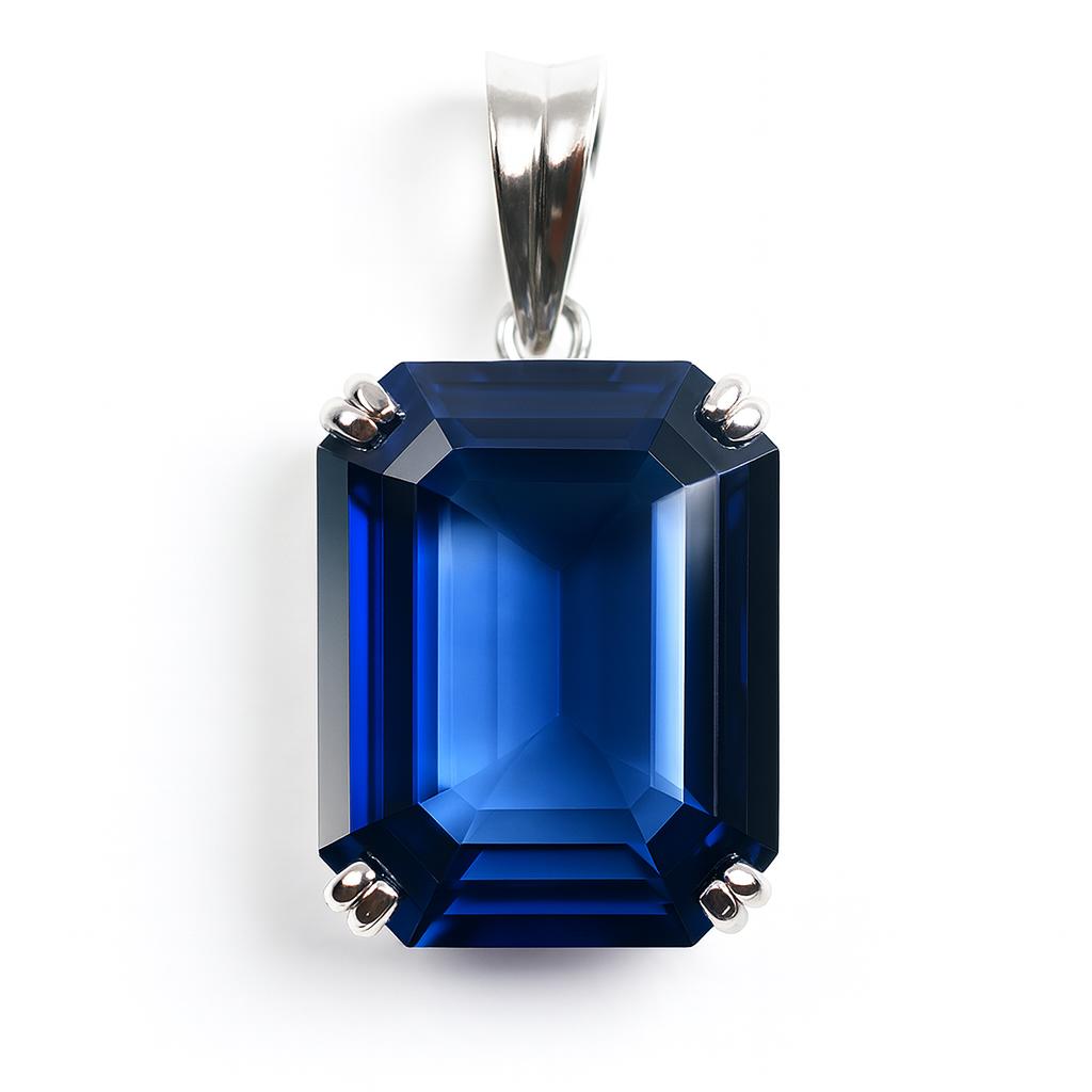 28 Ct Natural Ceylon Blue Sapphire Emerald 925 Sterling Silver Pendant Certified