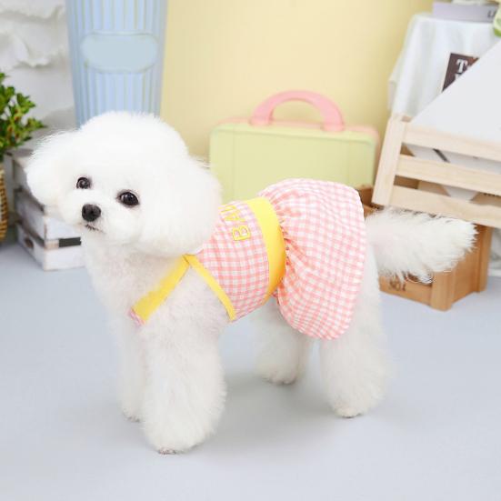 Pet Princess Dress Sleeveless Ruffle BABY Embroidery Buttons Plaid Spring Summer Small Dog Puppy Clothes Pet Supplies