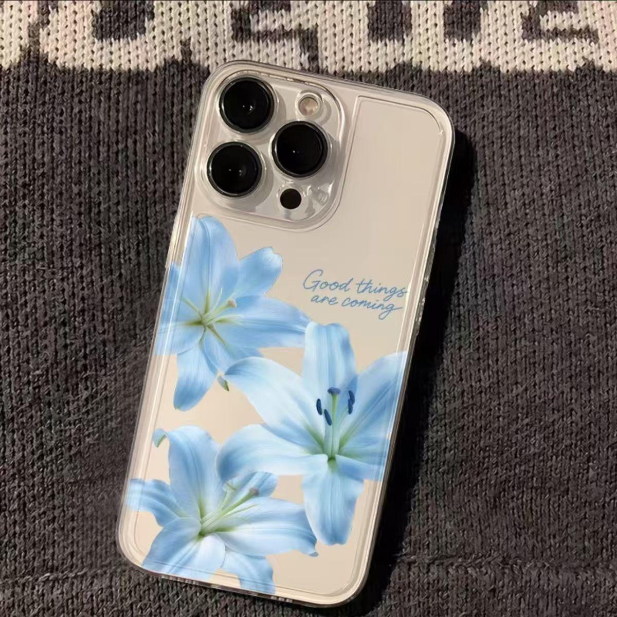 

Мягкий чехол «Лепесток голубой лилии» для iPhone 17 Pro Max, Совместим с Apple 16/17 Pro, 15/14/13 iPhone 7 Plus