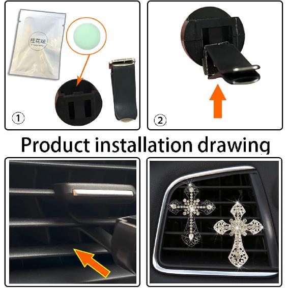 Bling Rhinestone Air Vent Clip with Car Freshener & Decoration,Cute Dash Decor Accessory