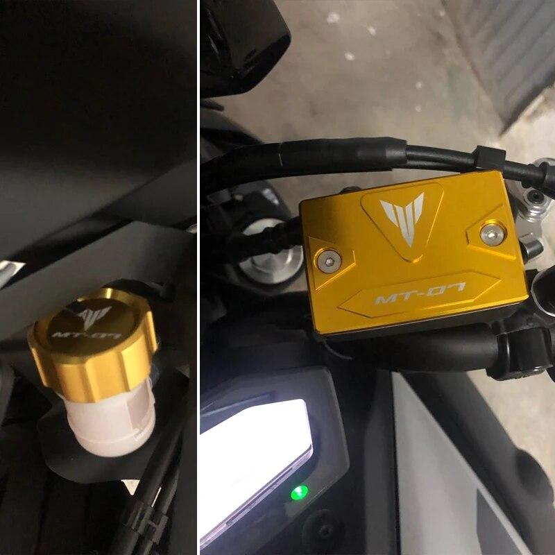 For Yamaha MT09 mt 09 07 2014- MT07 -2023 Accessories Motorcycle Front and Rear Brake Tank Cap + Engine Oil Filler Cap