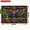 2d Flat 30*20cm, Wooden Aztec Owl Wall Art, Vibrant Bird Decoration for Home, Office, or Bathroom, Decorative Wall Poster, for Home, Kitchen, Garden