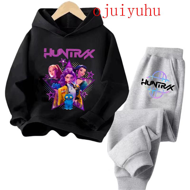 Streetwear 90s Sets Children Hoodies Kpop Demon Hunters Pullover Sweatshirt Anime Trucksuit Cartoon Girls Boy Kids  Clothes