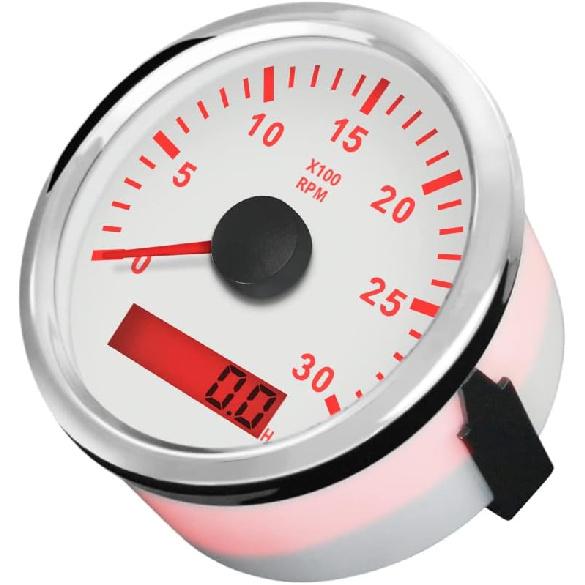 ELING Tachometer RPM Gauge with Hour Meter for Car Truck Boat Yacht 0-3000RPM 85mm with Backlight