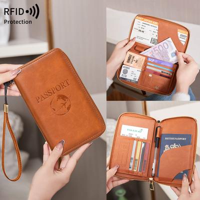 Modieuze en Draagbare RFID Reispaspoorthoes PU-Leer Multifunctionele Creditcard Paspoorttas Neutrale Reisaccessoires