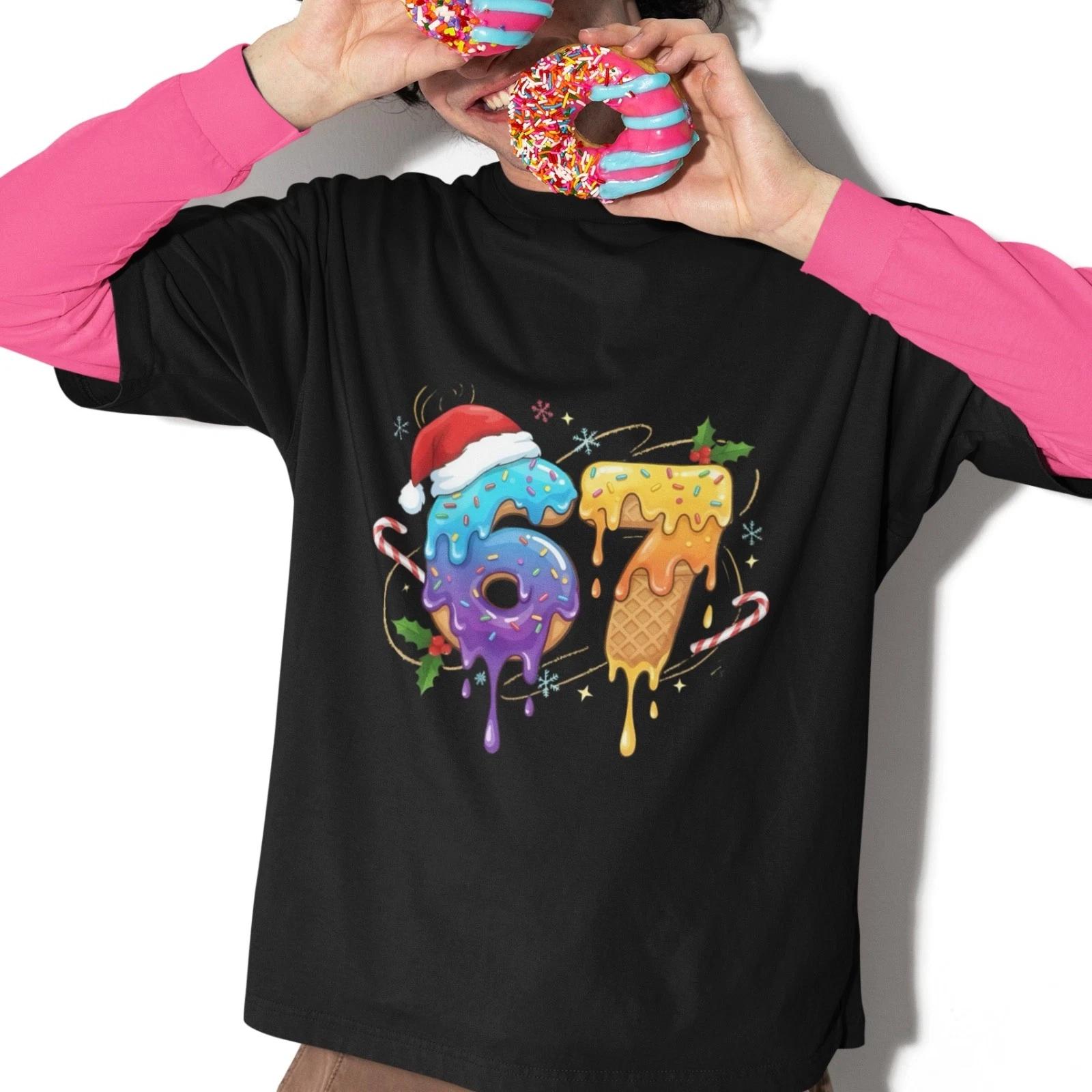 67 Meme Christmas Ice Cream Graphic Tee Holiday Sprinkles Santa Hat Funny Unisex XXL