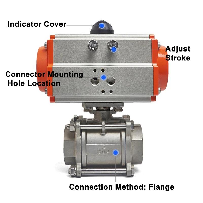 Pneumatic 304 Q611F-16P Stainless SteelThreaded Ball Valve Pneumatic Three-Piece Ball Internal Thread Valve DN15 DN20 DN25 DN32