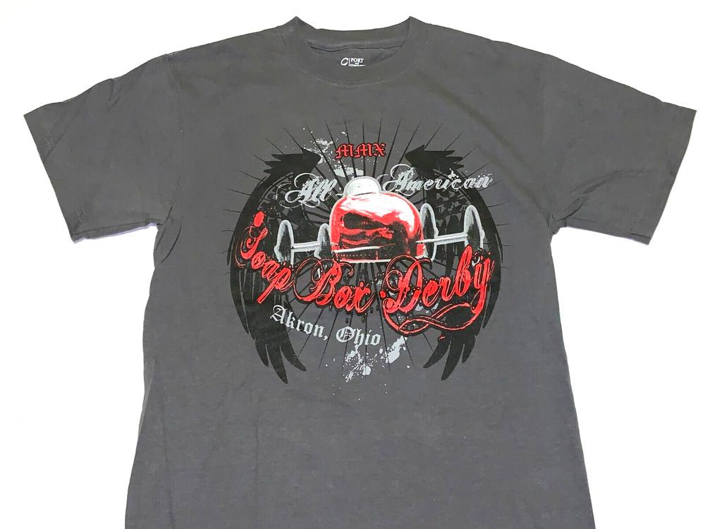 Редкая винтажная серая футболка 2010 года All American Soap Box Derby Акрон, Огайо, новая! МАЙКА UNISEX S
