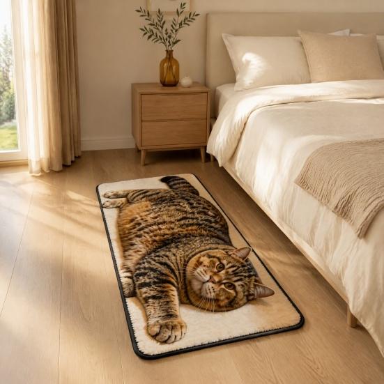 Quick Dry Bath Mat Cute Cat Shape Bathroom Rug, 3D Simulation Modeling, Soft Imitation Cashmere Rug Absorbent Floor Mat, Non-slip Decorative for