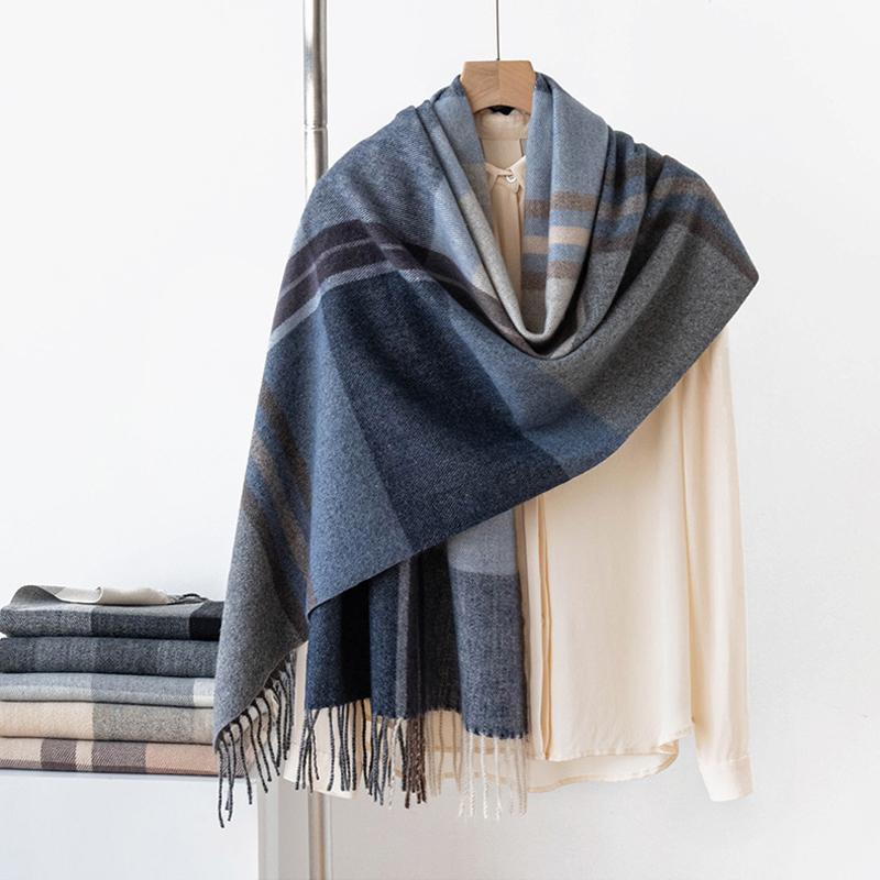 Women Plaid Scarf Cashmere Feel Soft Warm Versatile Shawl Wrap for Autumn Winter Fashion Cold Weather Accessory