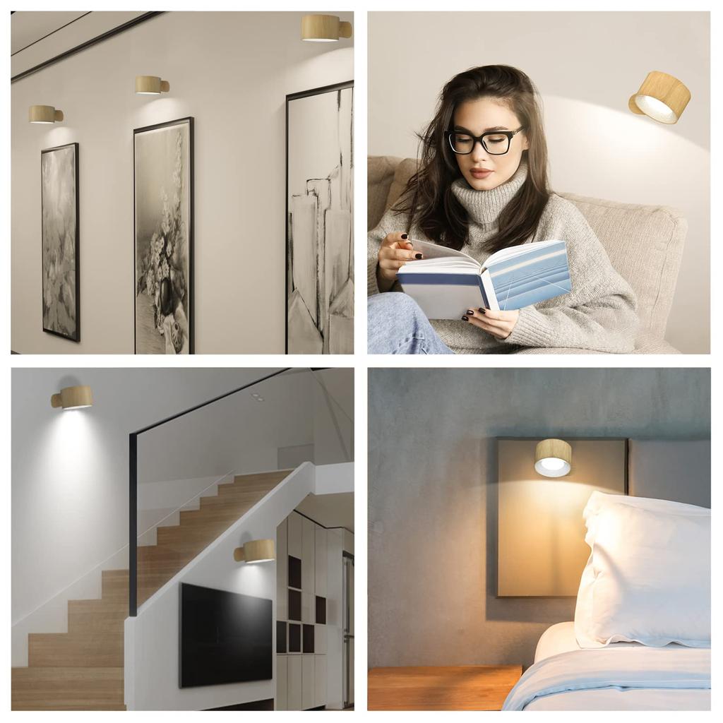 Feallive Bracket Lights, LED Indirect Lighting, Wood Grain, Eye-Friendly Wall Lamp, 3-Level Dimming and Color Adjustment, No Installation Required,