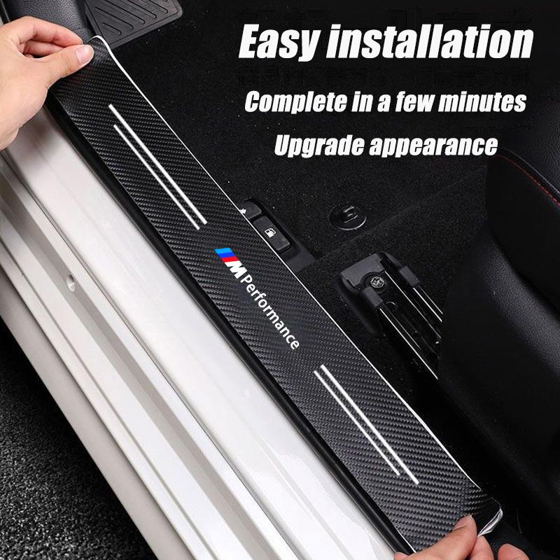 Carbon fiber protective stickers for car door sill side anti step bumpers For BMW M6 M5 M3 X1 X3 X5 E38 E39 E46 E53 E60 E61 E64