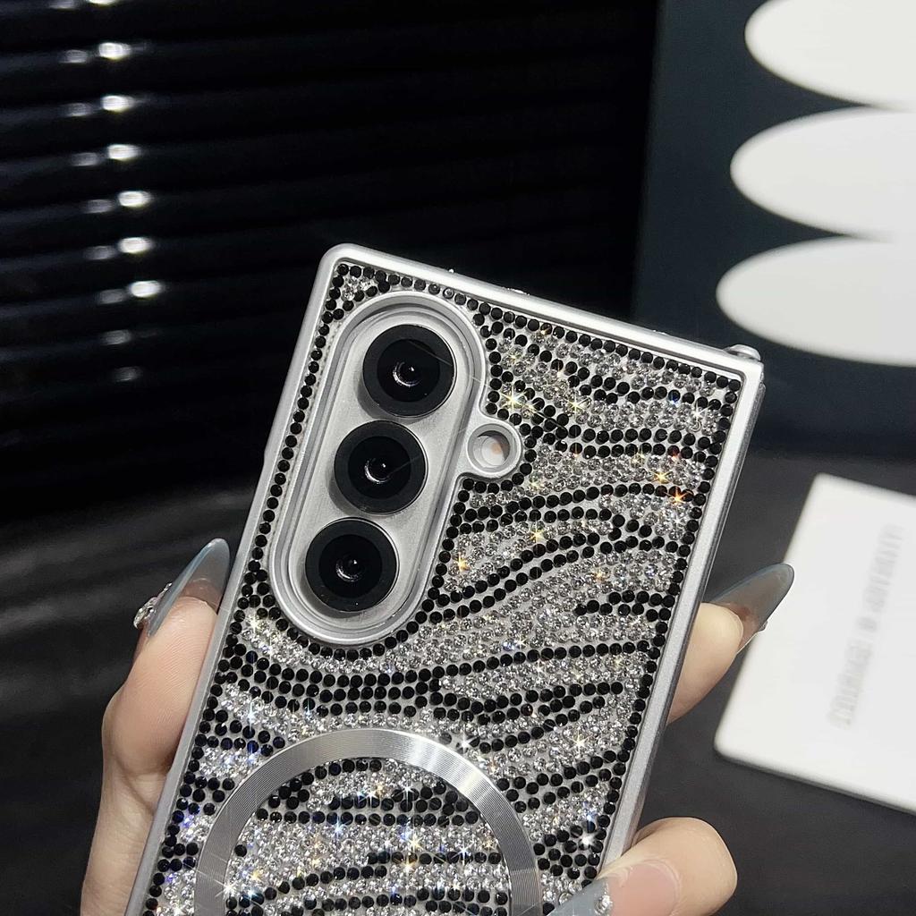 Case for Samsung Galaxy Z Fold7/ 6/ 5/ 4/ 3 with Magsafe Wrist Strap & Crystal Decor Cover Phone Bumpers