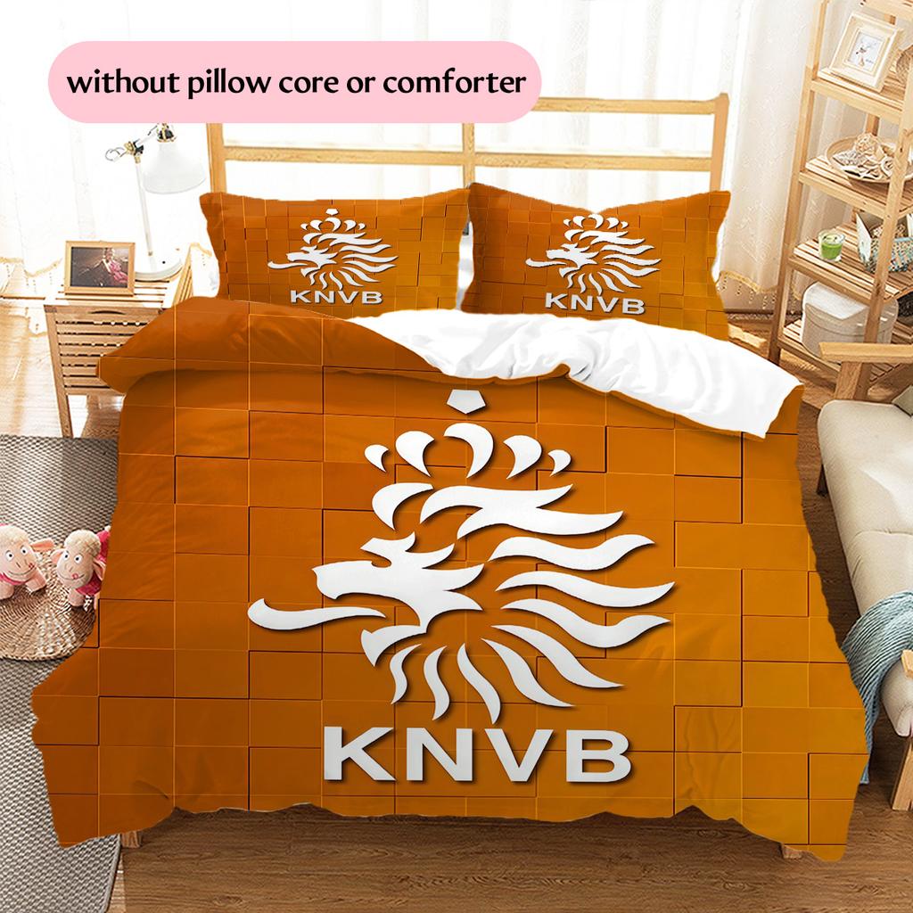 KNVB Muster Bettwäsche Bettdecke Set Heimdekoration Geschenk (1 Bettbezug + 2 Kissenbezüge (ohne Füllung))