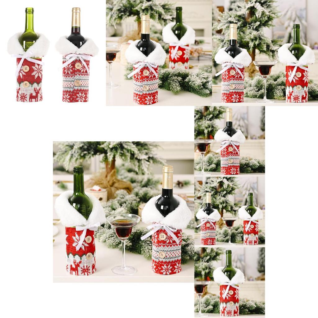 Elegant Knitted Snowflake Bottle Sleeve For Christmas Wine And Champagne Gifts