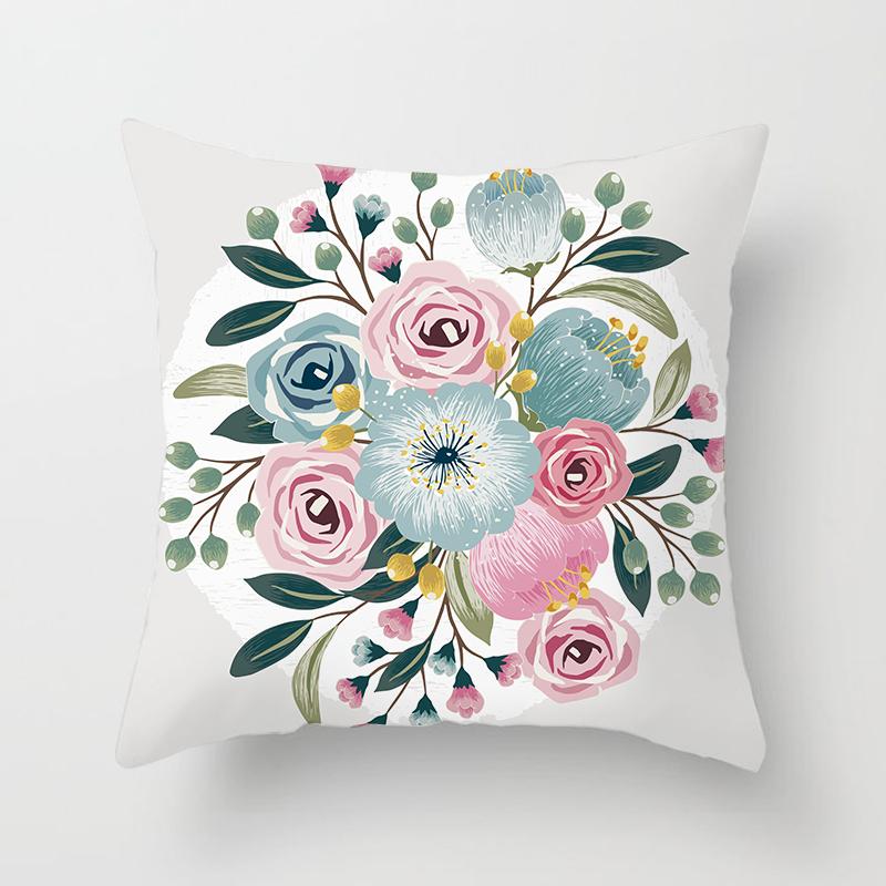 Abstract Floral Pattern Pillowcase Vintage Watercolor Floral Bird Cushion Cover Home Sofa Car Office Party Decor Accessories