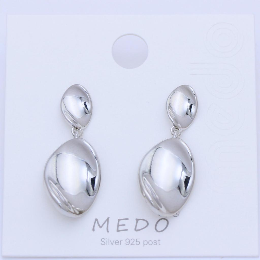 Gold-Tone S925 Silver Oval Ripple Earrings - European & American Style