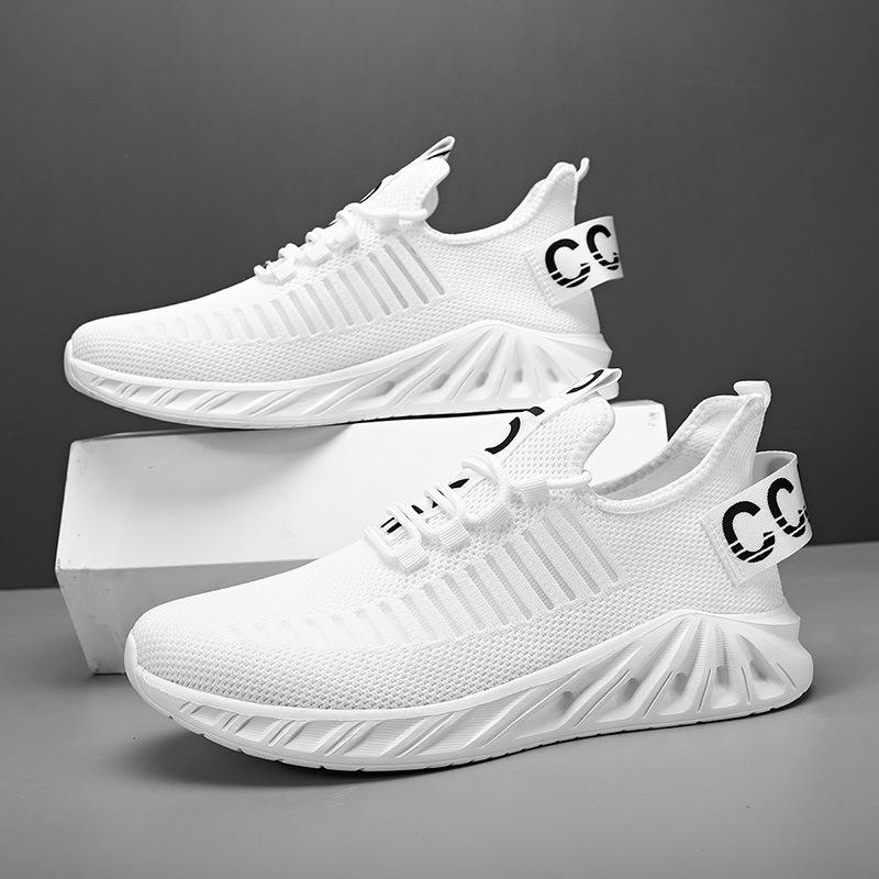Casual mesh men's sports style fashion fly-woven shoes outdoor single shoes large size breathable running men's shoes