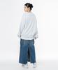 MOZMOZ Soft French Terry Rock Cat Oversized Sweatshirt White Melange