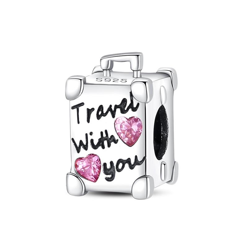 Copper Airplane Travel Case Global Travel Series Charms Beads Fit Pan Original Bracelets Diy Fine Souvenir Jewelry