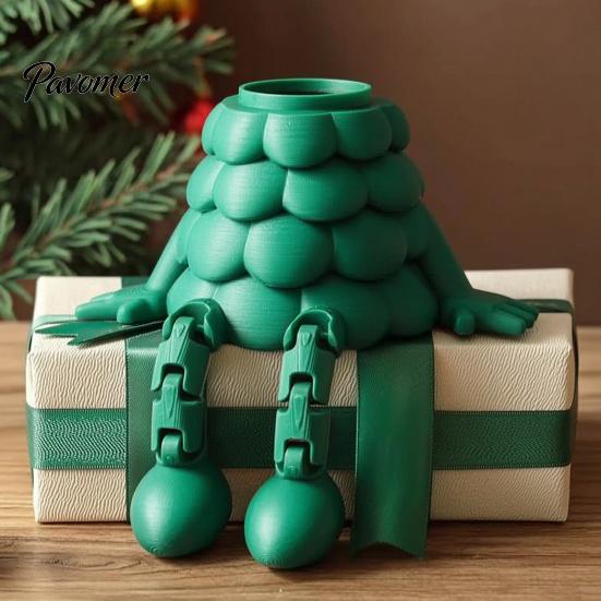 Articulated Tree Figures 3D Printed Christmas Storage Organizer with Removable Lid, Creative Desktop Funny Holiday Desk Decorations for Candies