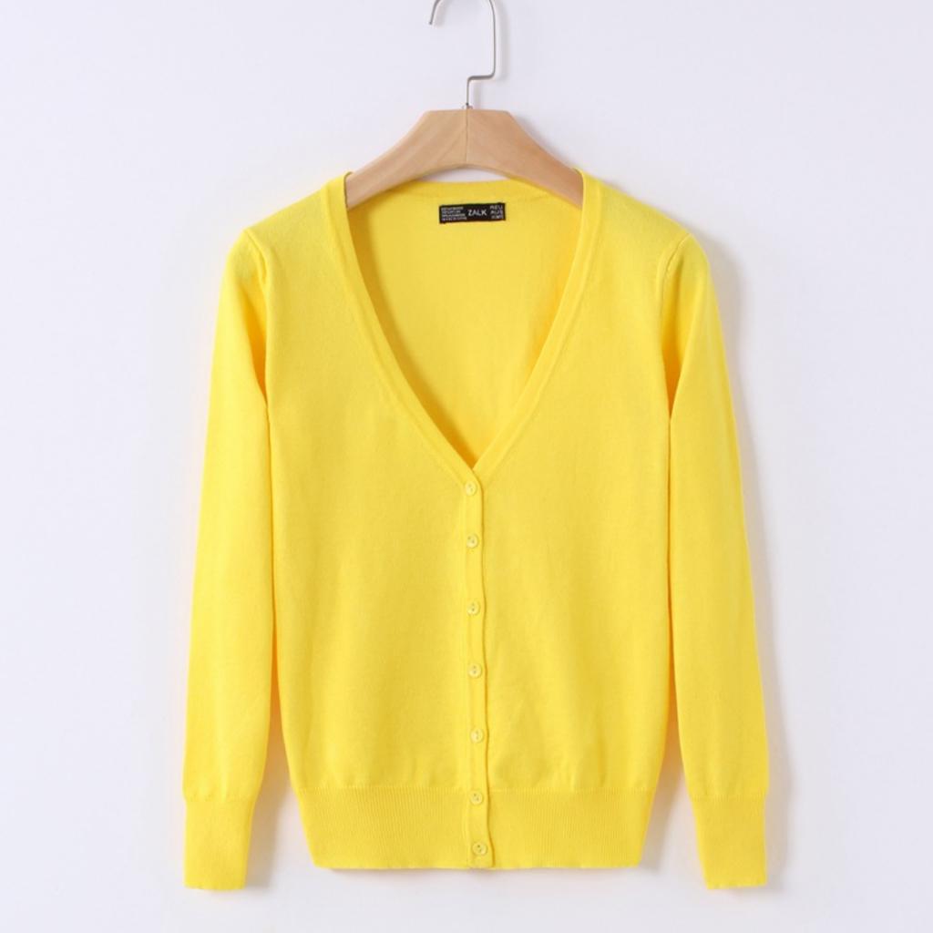 Podzimní dámský tenký svetr Dámský pletený svetr Cardigan šátek Dlouhý rukáv Krátký kabát s výstřihem do V