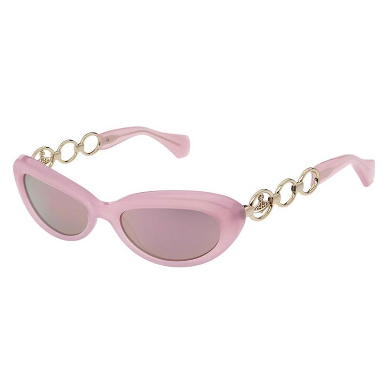 Vivienne Westwood Elegant Minimalist Design Oval Sunglasses Women sunglasses Pink VW5093-1-281 55,Pink