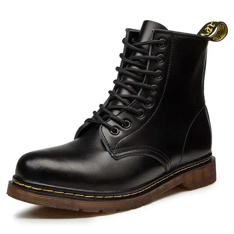 New Couple Boots Men's Women's Genuine Leather Motorcycle Shoes Breathable Waterproof Anti-Slip Warm boots Fashion ankle Boots