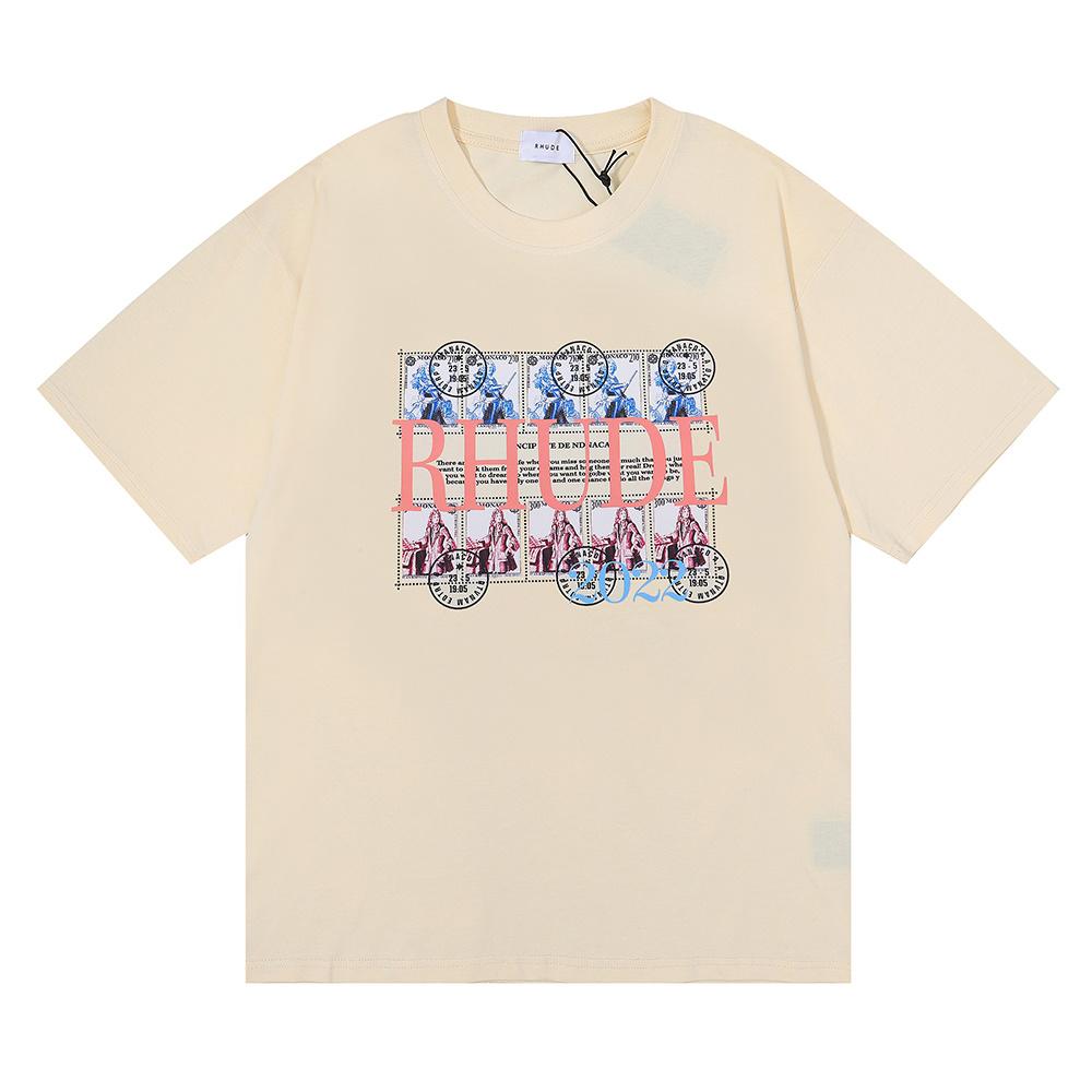 5020 Summer Men Women Oil Painting Clock Coconut Tree Print Boxy Oversized Cotton Tee 100% Cotton T-shirt S