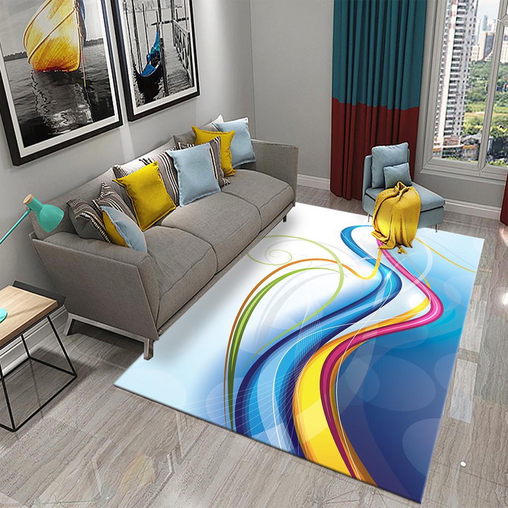 3D Colorful Flowing Line Swirl Carpet Stylish Modern Abstract Carpet for Living Room Bedroom Decor Rugs Bathroom Non-slip Rugs